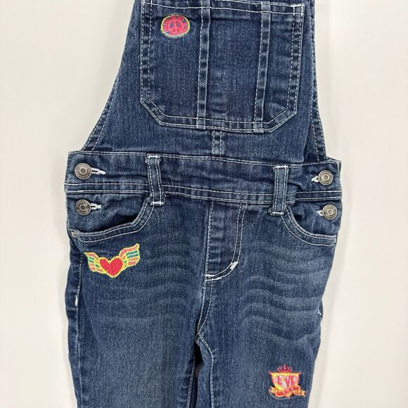 Jordache Girls Kids Overall Bibs Colorful Patches Size 4/5 - Picture 3 of 10